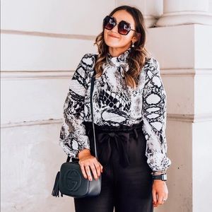 snake print high neck top